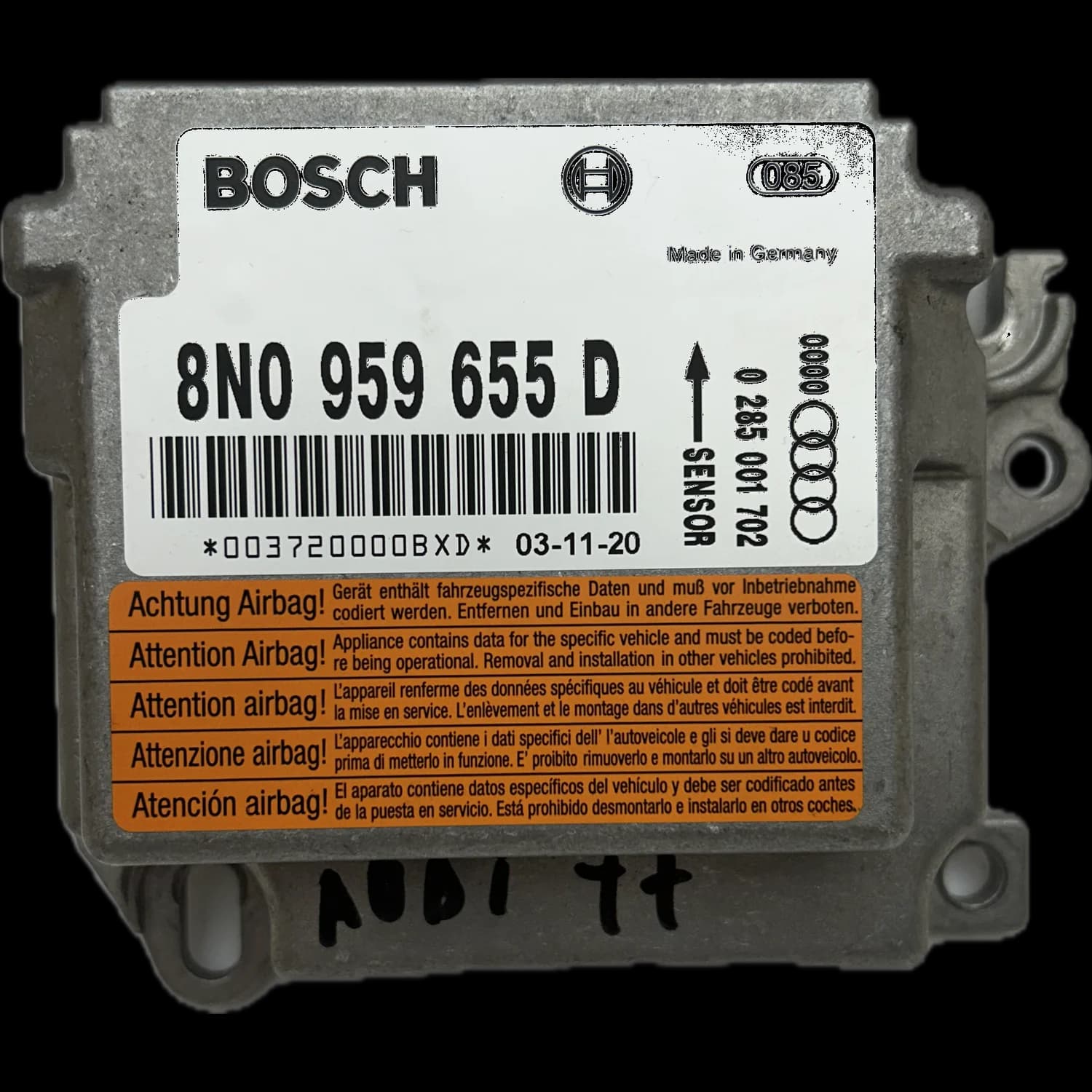 Centralina airbag 8N0 959 655 D, Etichetta