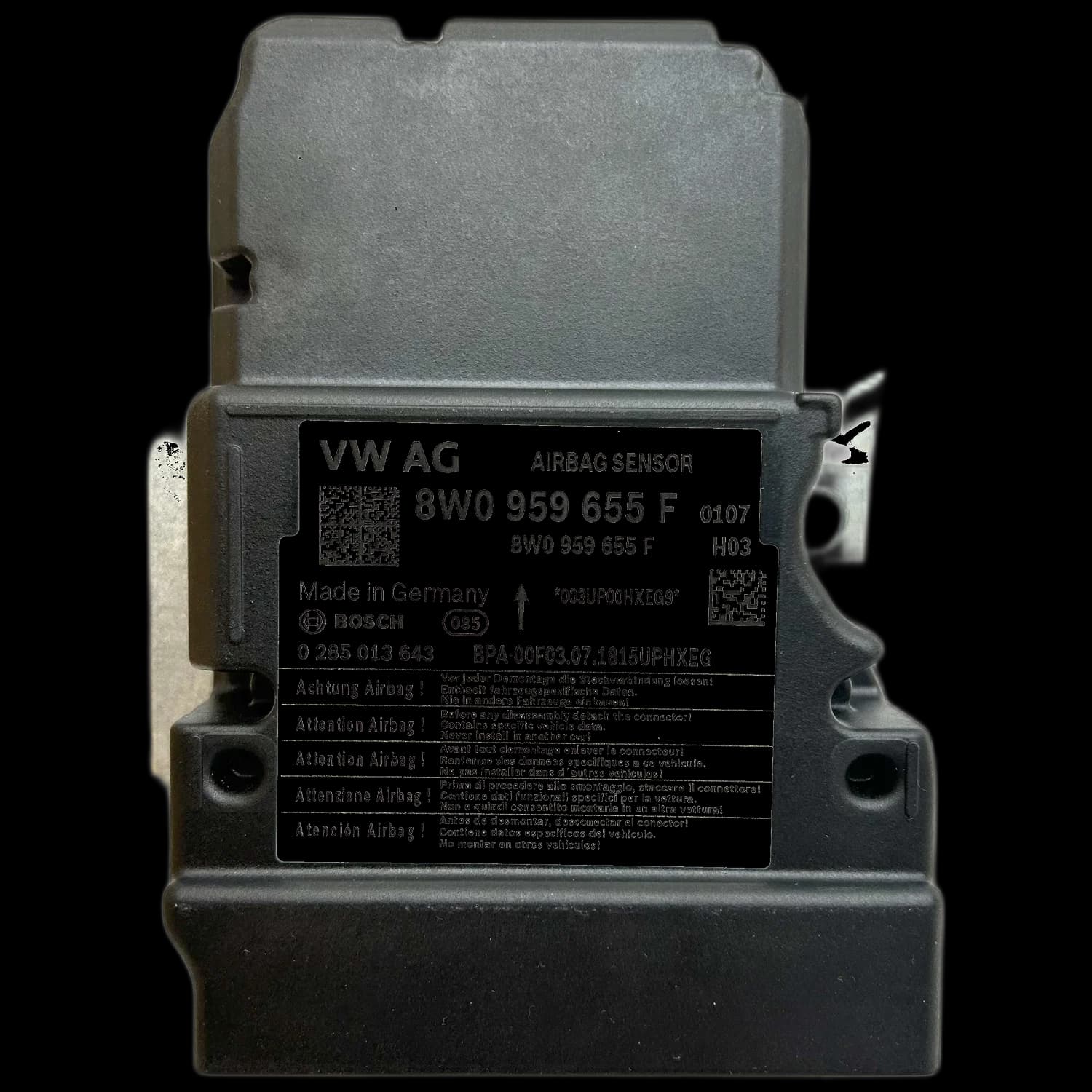 Centralina airbag 8W0 959 655F, Etichetta