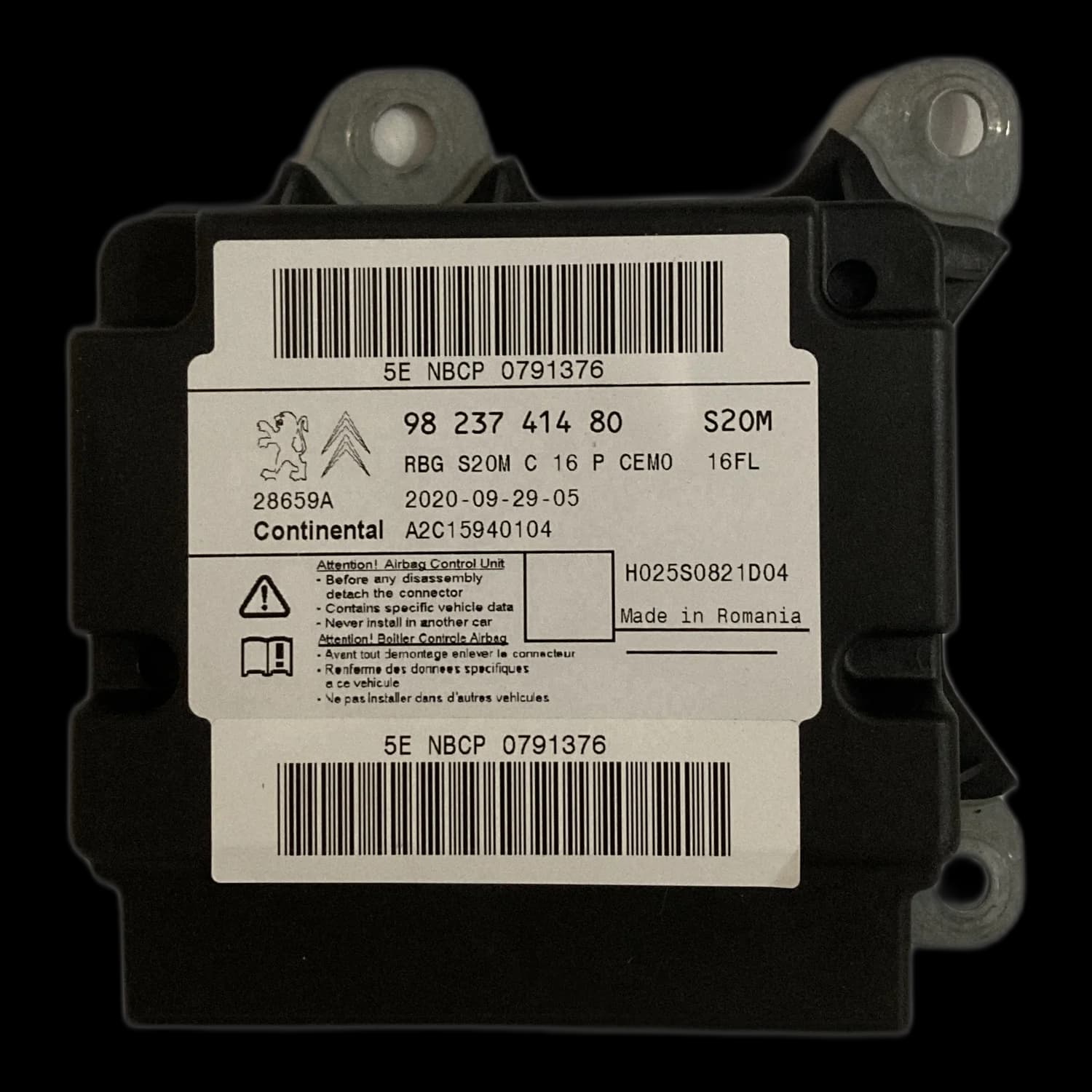 Centralina airbag 98 237 414 80, Etichetta
