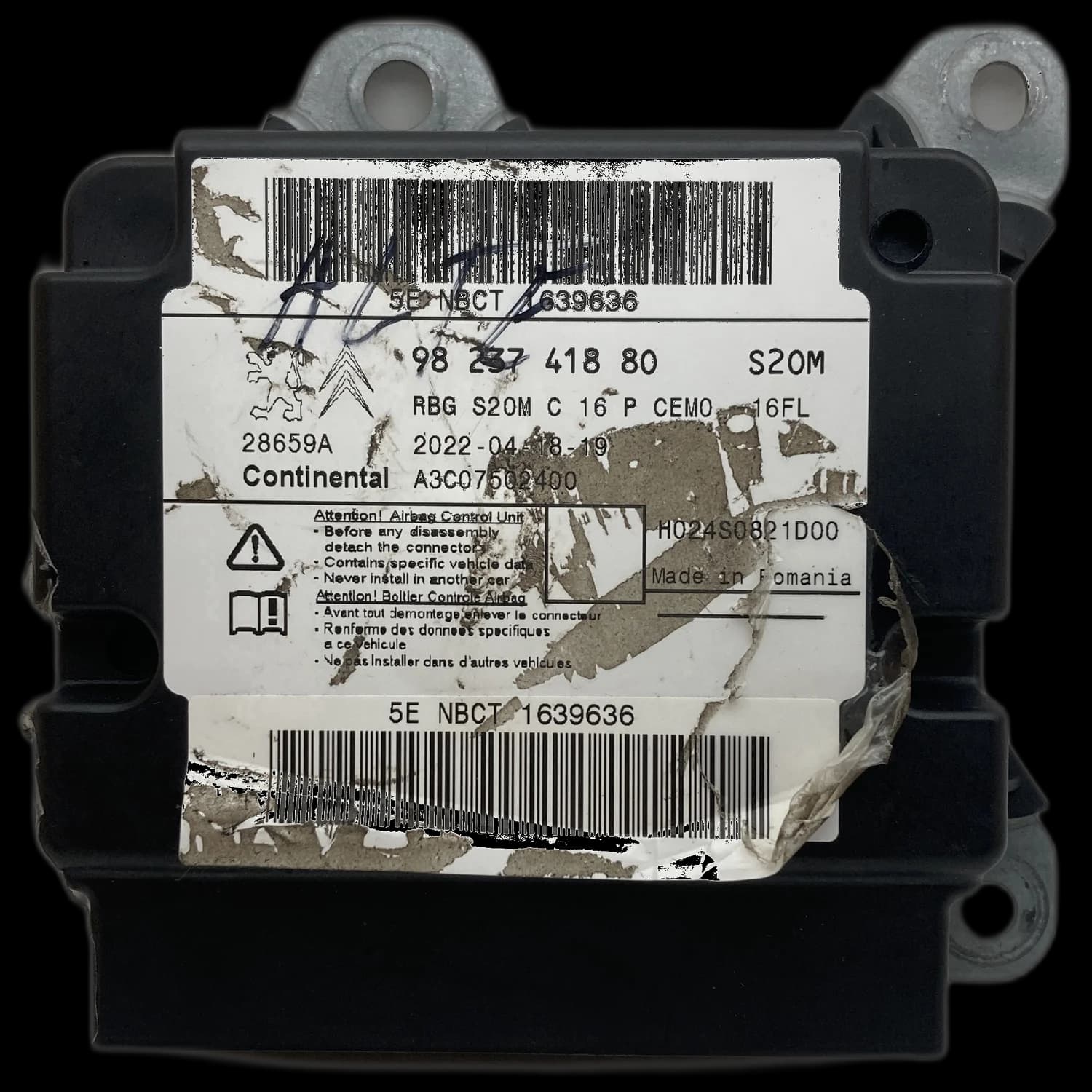 Centralina airbag 98 237 418 80, Etichetta