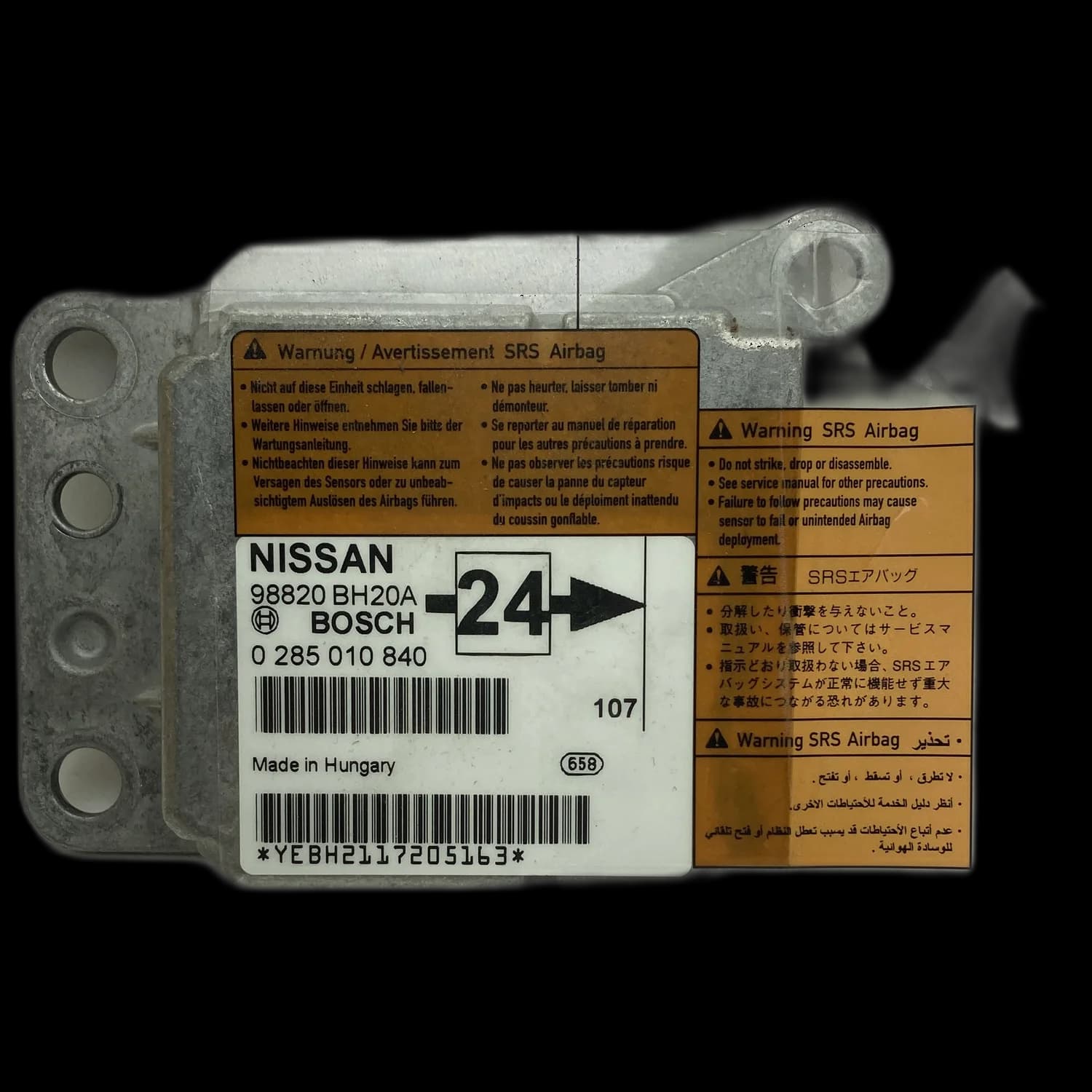 Centralina airbag 98820 BH20A, Etichetta