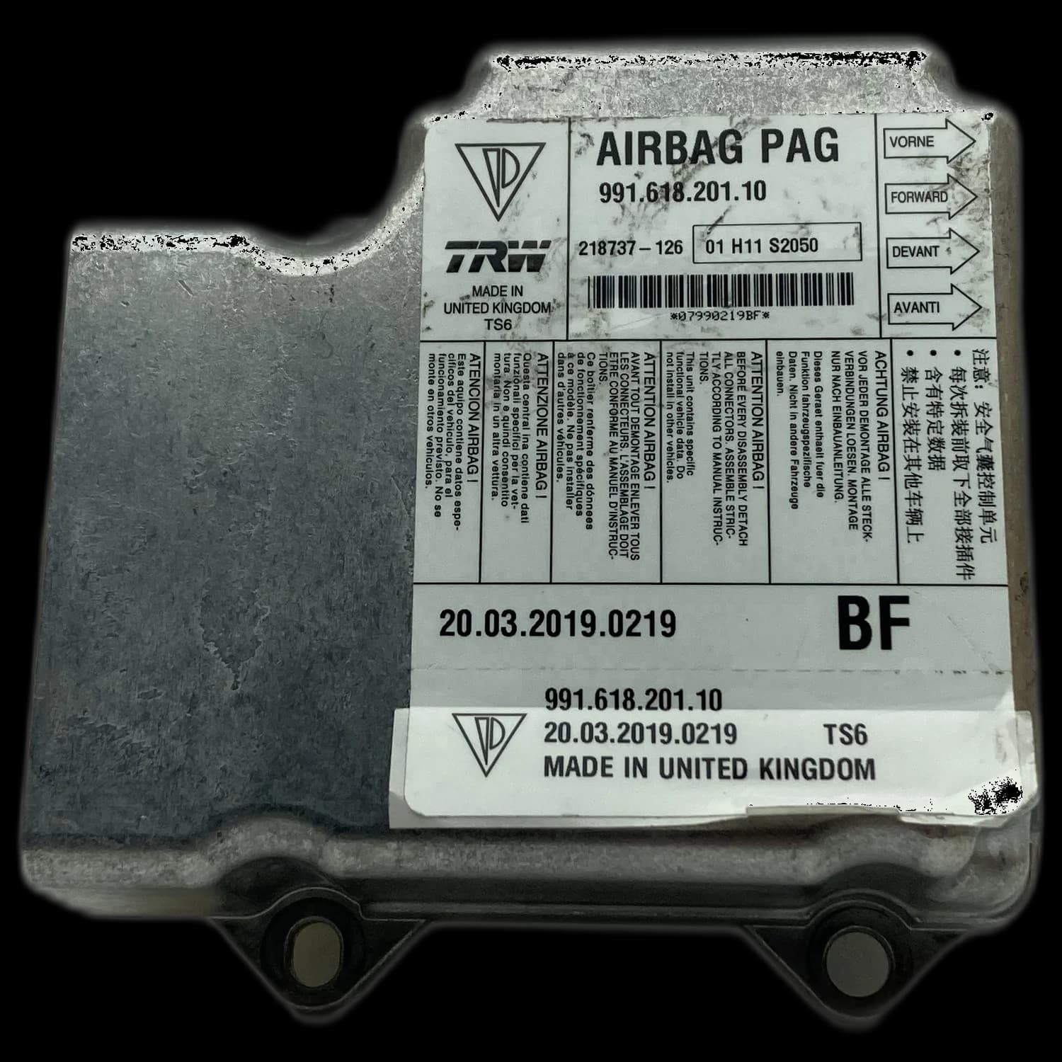 Centralina airbag 99161820110, Etichetta