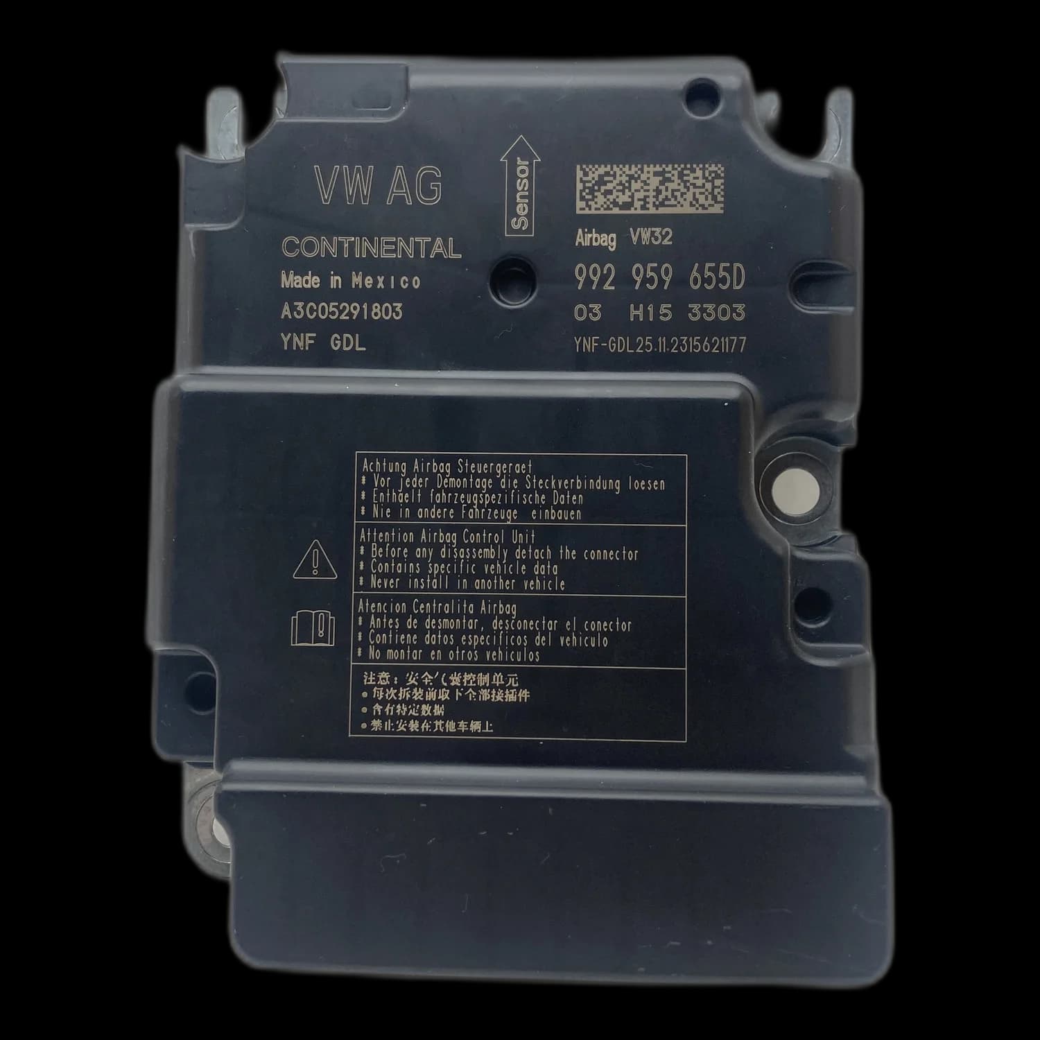 Centralina airbag 992 959 655 D, Etichetta