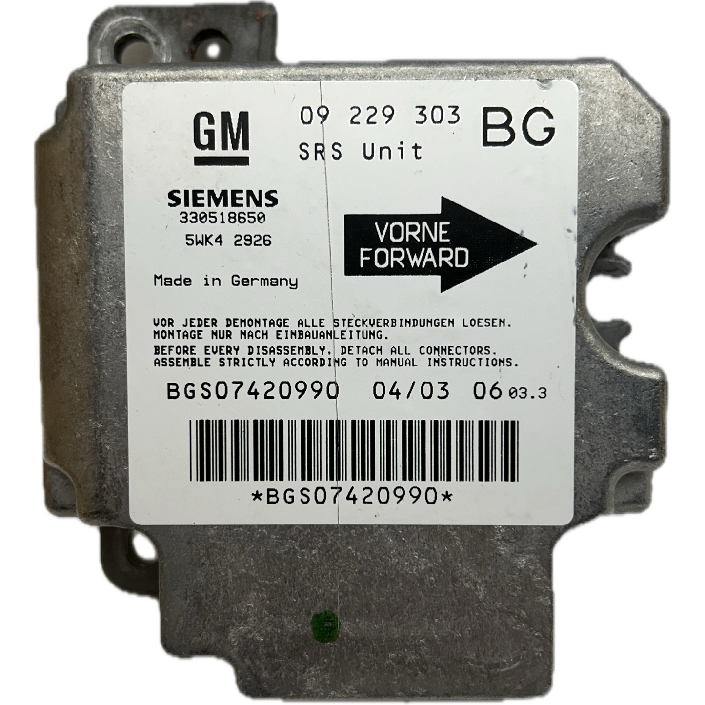 Opel Zafira A Airbag-Steuergerät Reparatur