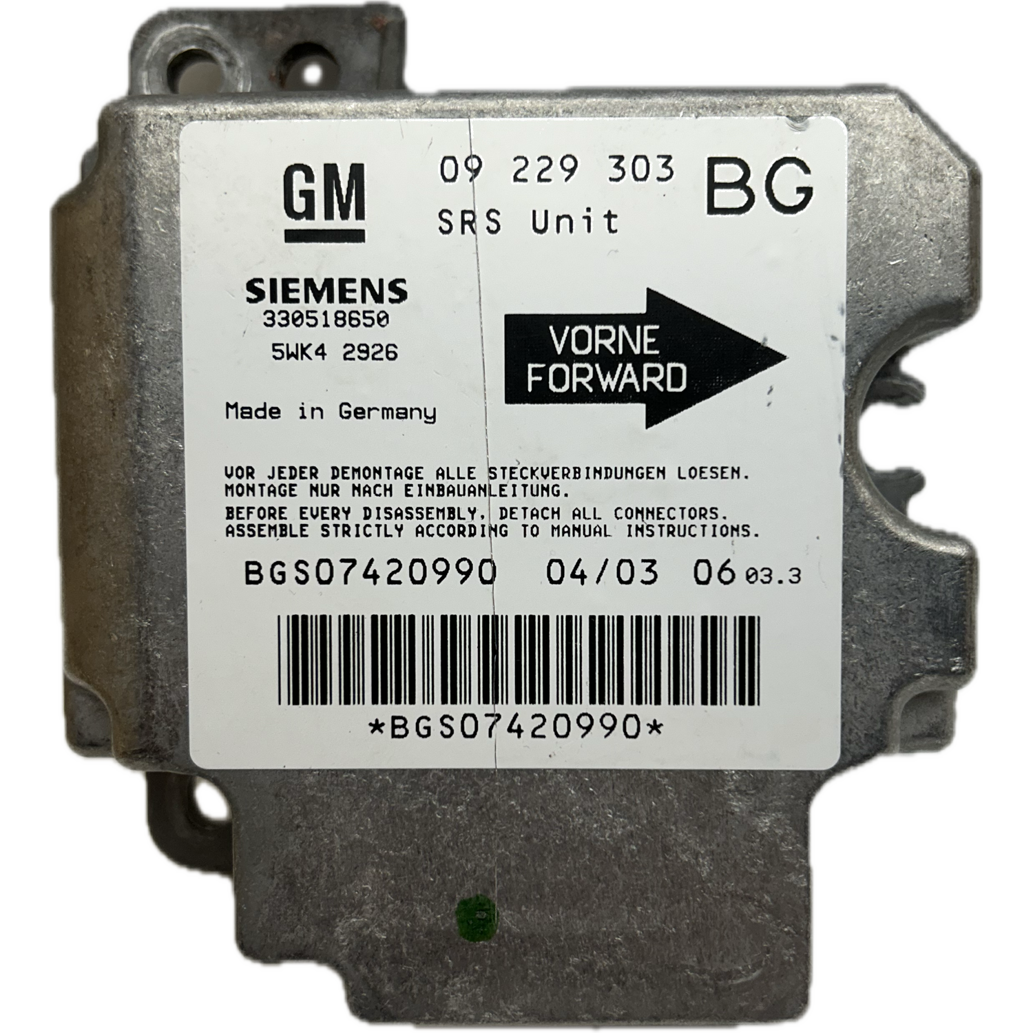 Opel Zafira A Airbag-Steuergerät Reparatur